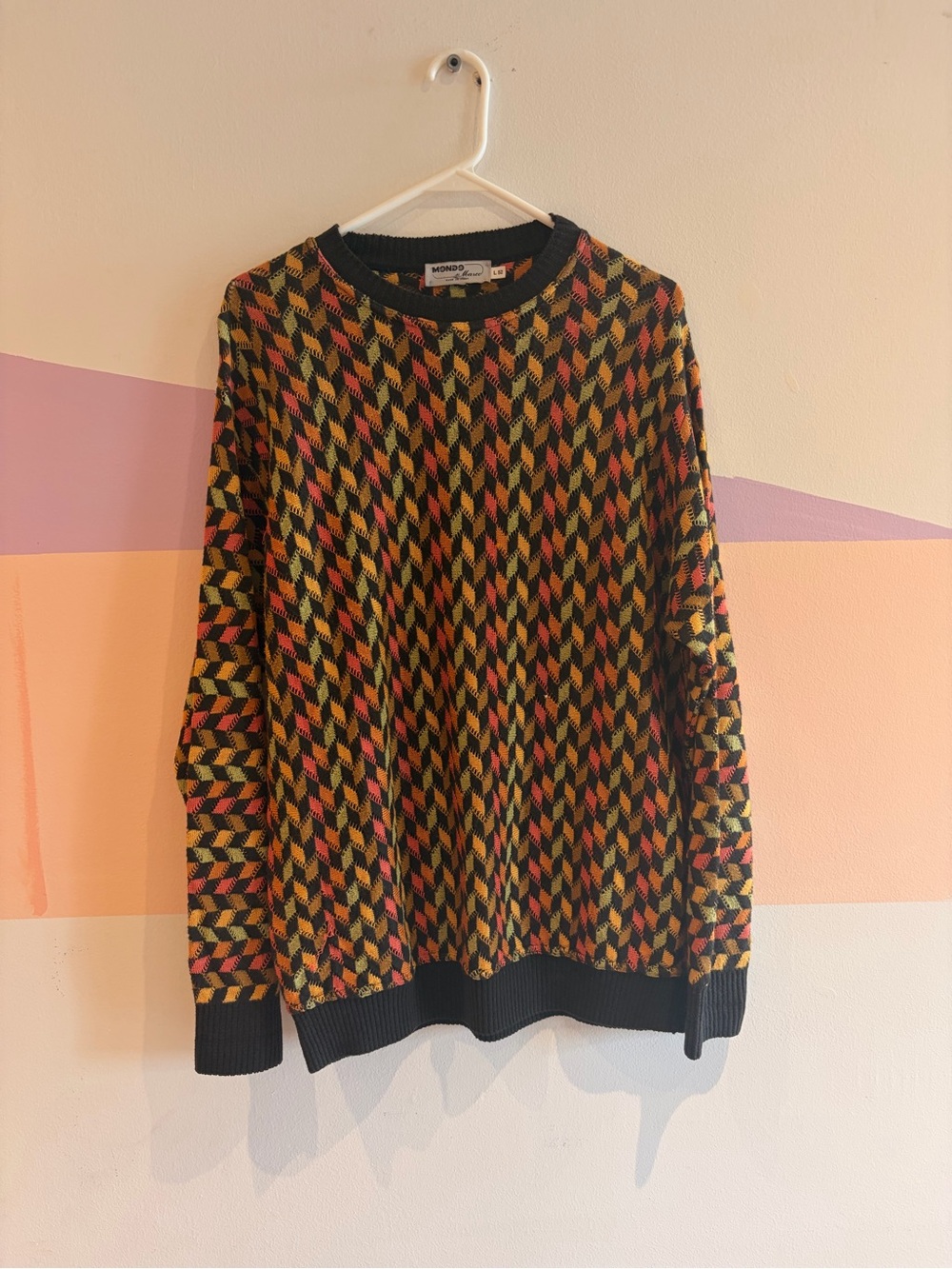Vintage Monaco Multi-Color Geometric Knit Sweater - Men's